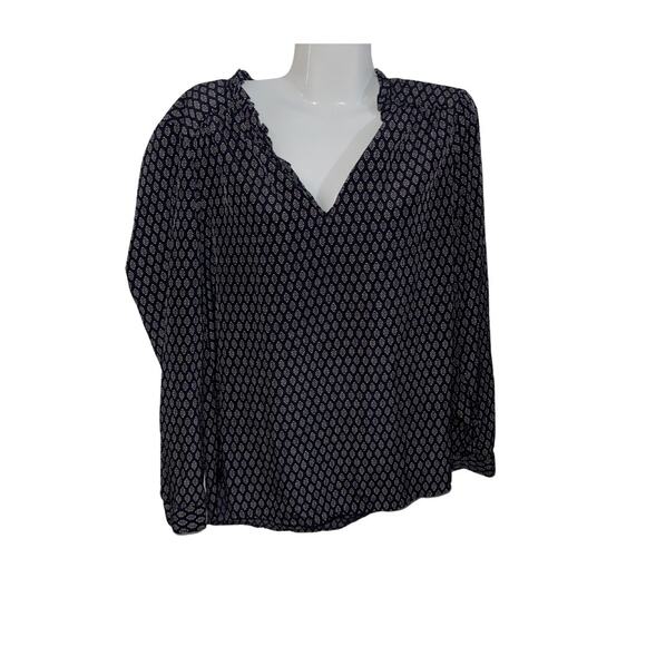 Lila Rose Blouse Diamond floral design Tie NeckLine Size Large Career Business - Picture 1 of 4